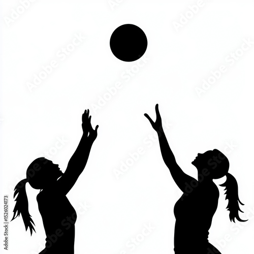 volleyball silhouette , bla...