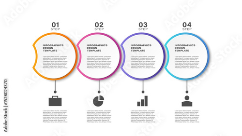 4 steps or processes vector horizontal infographic template. Infographic layout for business presentation slides