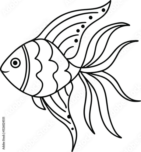 Vector illustration of an elegant stylized fish with detailed fins and body design