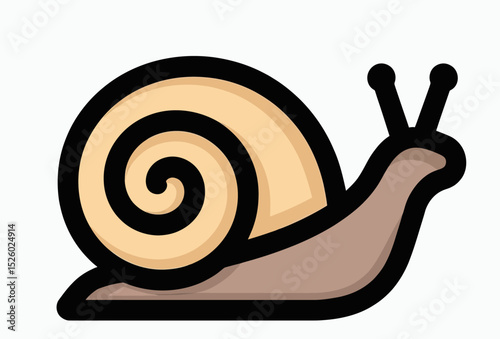 A simple and modern flat design icon of a garden snail, a clean minimalist vector logo symbolizing patience and nature for eco-friendly or wellness branding.

