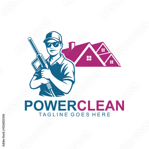 House Washing and Exterior Cleaning Business Logo Design Vector