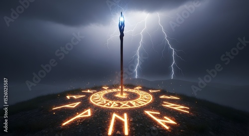 Mystic Staff Under Thunderstorm