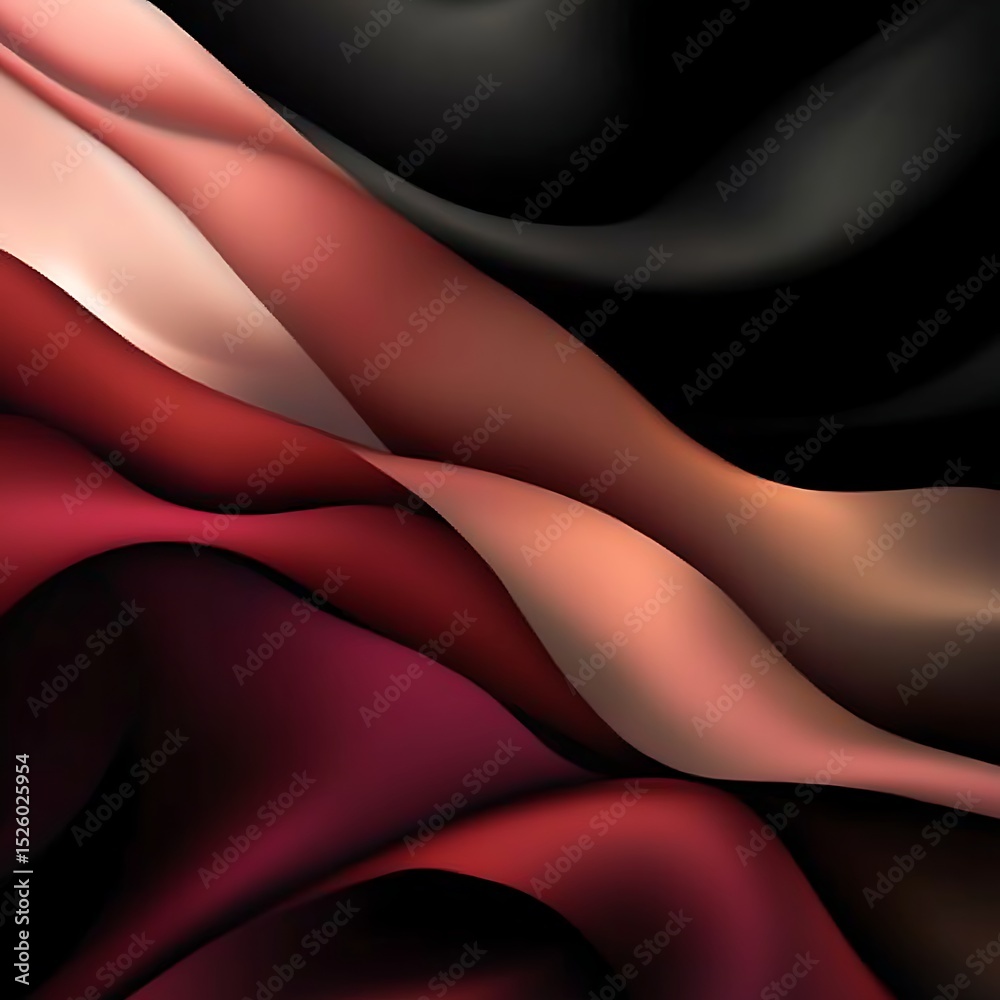 Obraz premium Luxurious black and red satin silk fabric with a soft, smooth, wavy texture for a stylish background