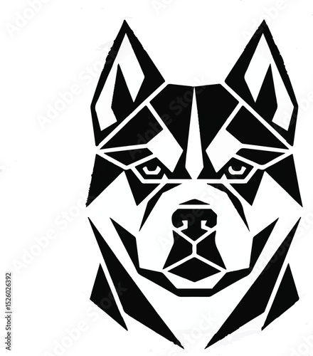 Black and white tribal wolf head vector illustration, a striking design for a tattoo or symbol