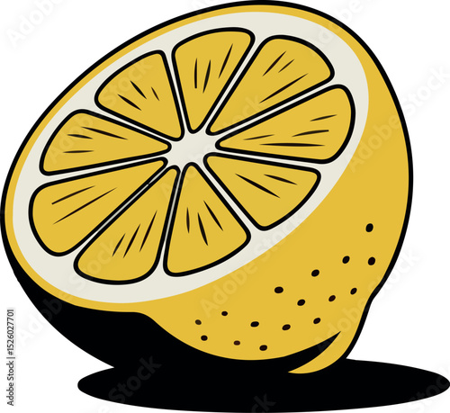 Lemon Slice Logo, Half Lemon Design. Modern Lemon Slice Logo Design. Minimalist Half Lemon Illustration