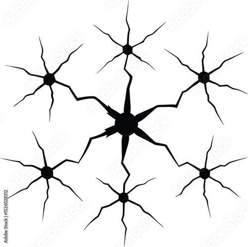 Abstract black cracks on a white background representing fracture damage or disruption