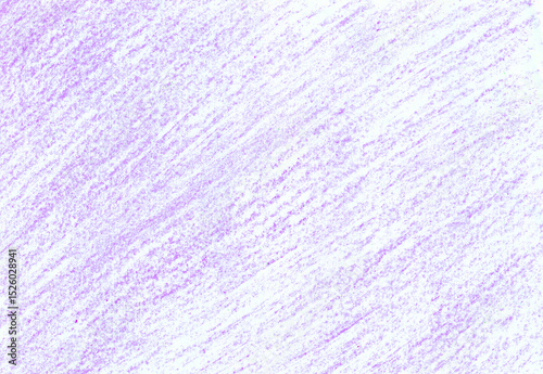 The background is filled with diagonal strokes. Texture of wax crayons, chalk, colored pencils. Different shades of purple. White background. In some places the colors are richer, in others lighter.