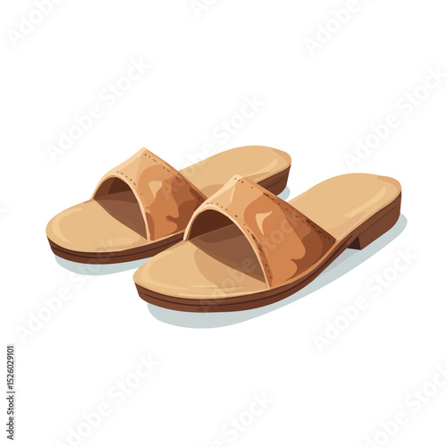 Mule Shoes vector 2D flat illustration, isolated on a white background.