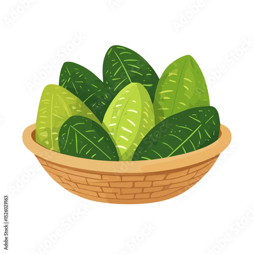 2D flat vector illustration of Muntingia Fruit Basket, isolated on a white background.