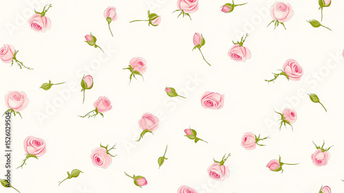 Wallpaper Mural Seamless Vintage Floral Design with Tiny Pastel Rosebuds Torontodigital.ca