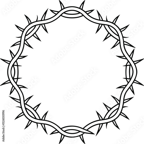 A simple black and white illustration of a crown of thorns for easter and religious imagery