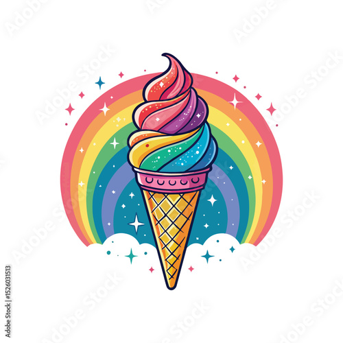 Modern Ice Cream Logo Design – Minimalist Vector Badge for Dessert Shops & Cafés