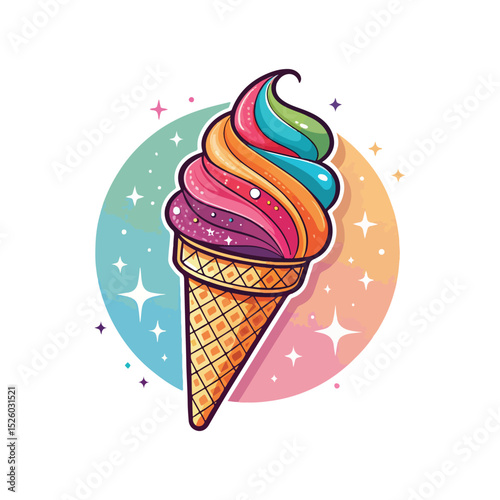 Modern Ice Cream Logo Design – Minimalist Vector Badge for Dessert Shops & Cafés