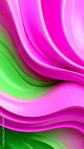 Abstract wavy design in vibrant pink and green hues, ideal for backgrounds.