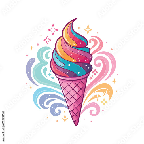 Modern Ice Cream Logo Design – Minimalist Vector Badge for Dessert Shops & Cafés