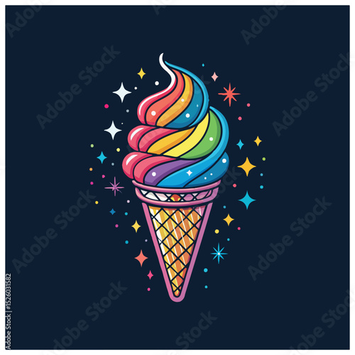 Modern Ice Cream Logo Design – Minimalist Vector Badge for Dessert Shops & Cafés