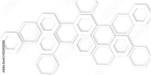 Abstract geometric technology 3d white light structure technology out line hexagon polygonal honeycomb luxury pattern vector background.	