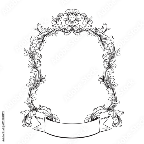 decorative vintage baroque frame with floral ornament illustration art