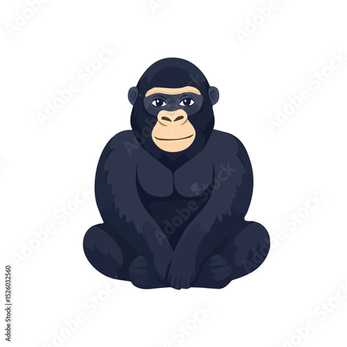 Mountain Gorilla vector 2D flat illustration, isolated on a white background.