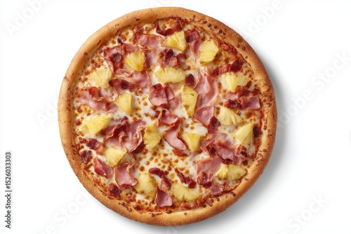 Hawaiian pizza with ham and pineapple slices