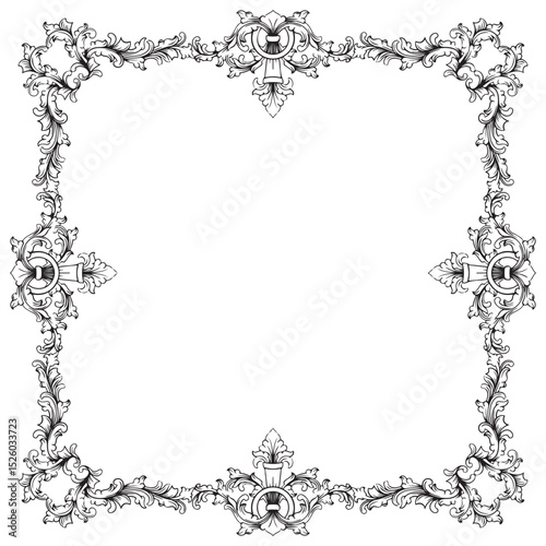 decorative vintage baroque frame with floral ornament illustration art