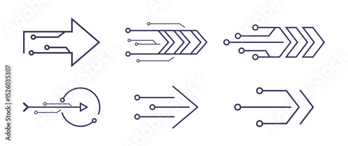 Abstract Tech Arrow Icons Circuitry, Digital, Network, Forward