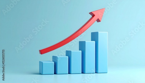 Free Download Ascending Blue Bars with a Red Growth Arrow: A Minimalist Graphic - GFXLoad