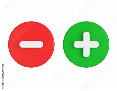 Circular Plus and Minus Icons: A Minimalist 3D Design