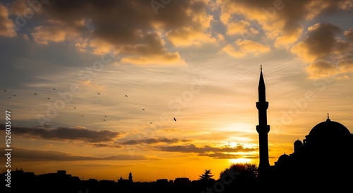 Sunset Silhouette of a Mosque