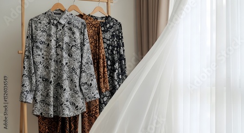 Stylish patterned shirts on display