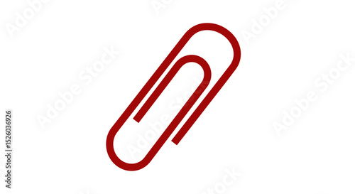 Abstract Red Paperclip Icon: Minimalist Graphic Design Element for Business and Office