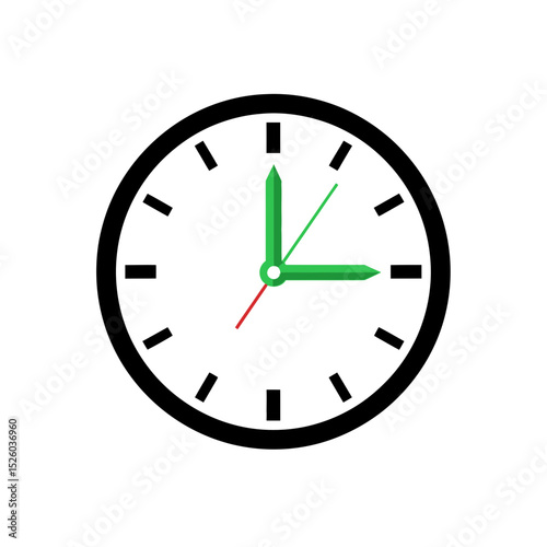 Simple Green Clock Icon: Minimalist Time Management Graphic Design Element