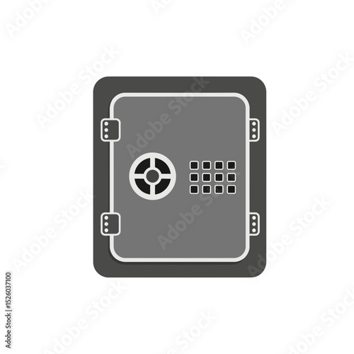 Secure Digital Safe Box: Gray Steel Security Vault Icon, Flat Design, Banking and Finance Concept