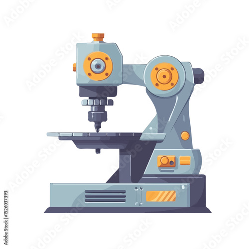 Metal Milling Machine 2D flat vector illustration, isolated on a white background.