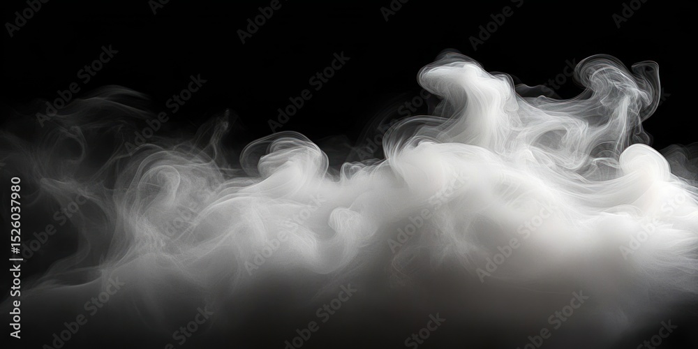 Obraz premium Dense white smoke swirling and billowing against a black background creating a dramatic and mysterious atmosphere