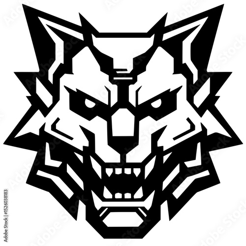 Silhouette of a wolf robot head