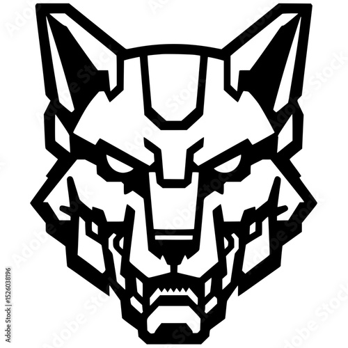 Silhouette of a wolf robot head