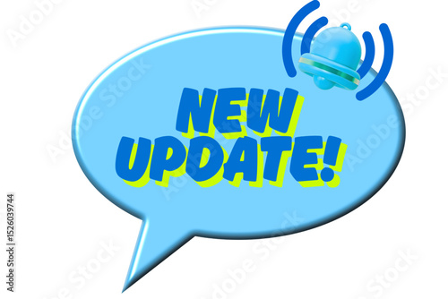 New update speech bubble with 3d bell, banner for business, marketing, and advertising. Vector illustration. ( original illustration, not AI-Generated ).
