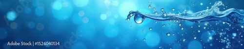Vibrant blue background with glistening water condensation, background, reflection