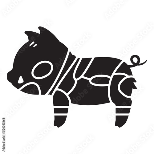 猪肉の部位のシルエットイラスト