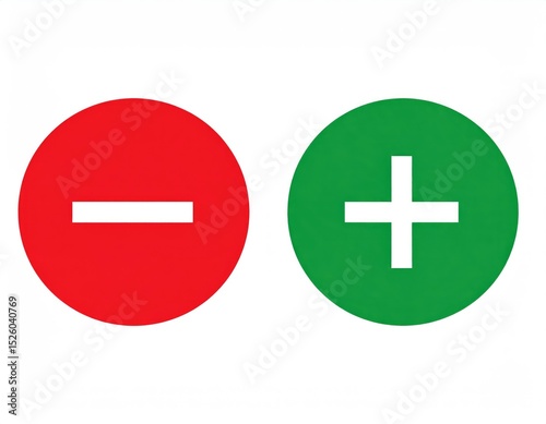 Simple Red and Green Circle Plus and Minus Symbols
