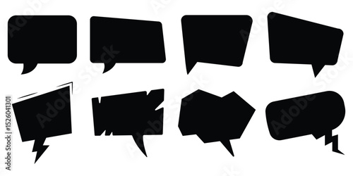 Empty black speech bubble vector set various shapes isolated flat graphic communication design