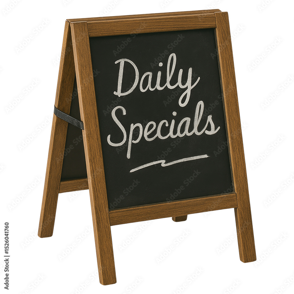 Fototapeta premium A frame chalkboard sign displaying Daily Specials perfect for restaurants cafes