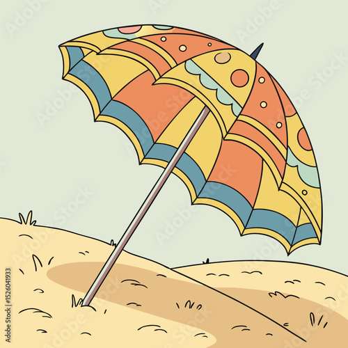 Simple black silhouette of a classic beach chair and umbrella. Symbolizes summer relaxation, beach holidays, and seaside comfort. Vector graphic.