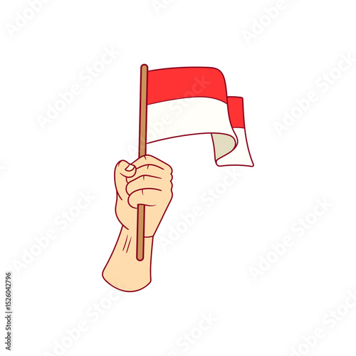 Hand holding indonesian flag celebrating independence day