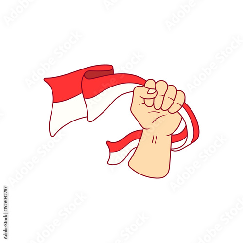 Hand holding indonesian flag celebrating independence day