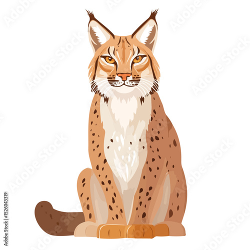 2D flat Lynx illustration vector, isolated on a white background.
