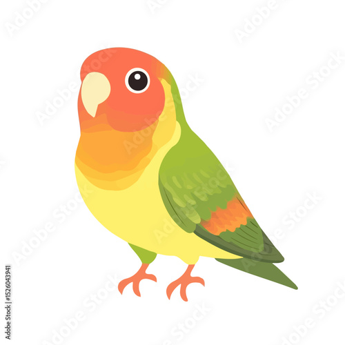 2D flat vector illustration of Lovebird, isolated on a white background.