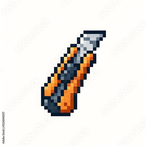 Pixel Art Utility Knife on White Background