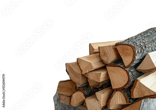 Stacked firewood, light brown, gray tones